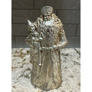 Vintage 1996 Enesco OTAGIRI Silver Santa with Child Ceramic Figurine 8.5”